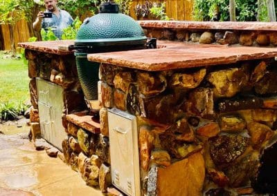 Outdoor Kitchens 4 Premium Outdoor Stone Kitchen with Big Green Egg Grill in DFW