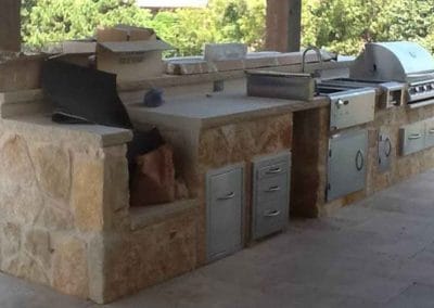 Outdoor Kitchens 6 Stone Outdoor BBQ Island With Professional Grade Grill and Integrated Drawers