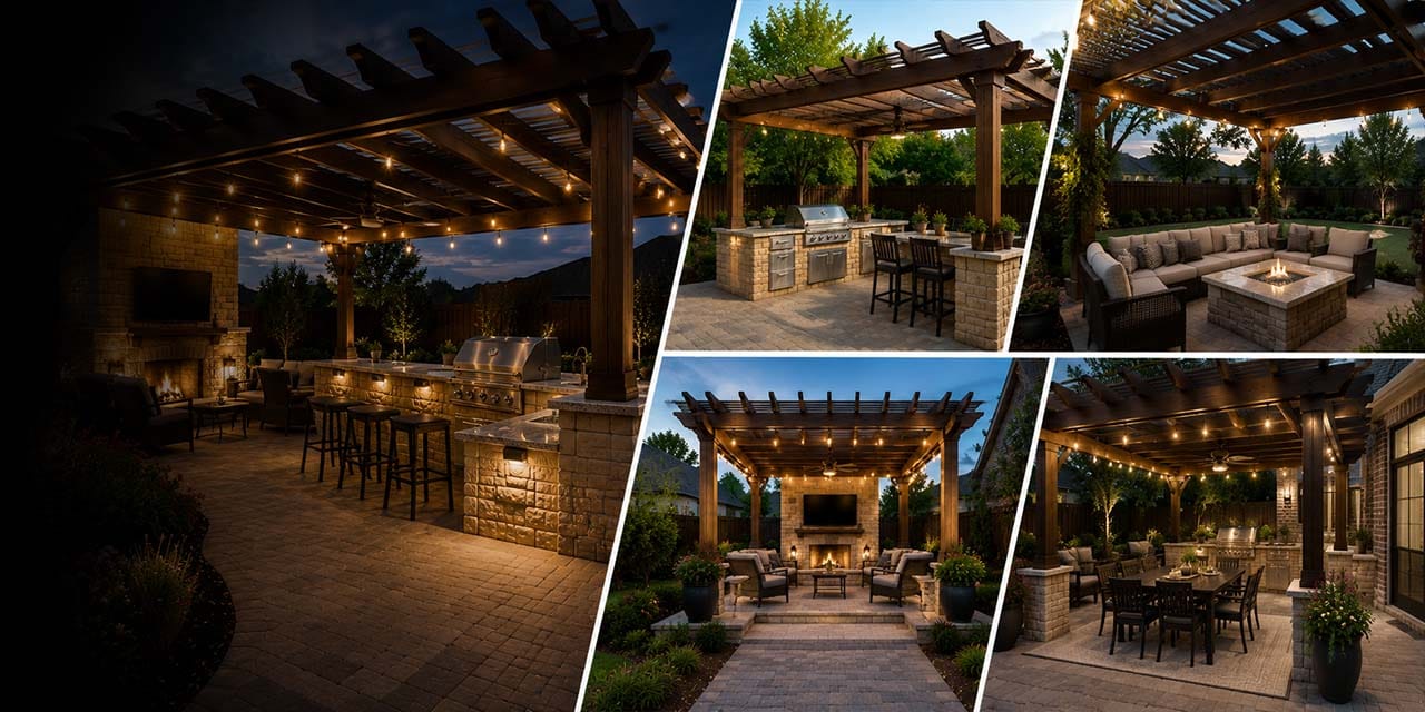 Pergola installation in Fort Worth TX backyard shade structure by Texas Pavers Outdoor Living