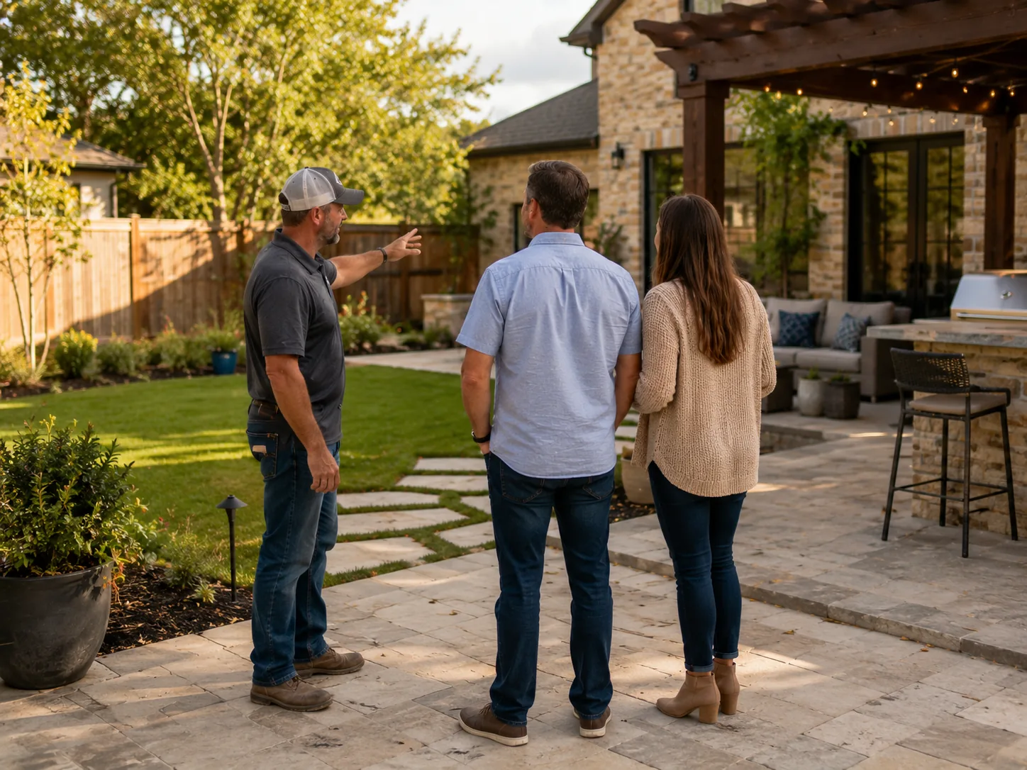 Custom Outdoor Living Services in Duncanville 17 Backyard review and site evaluation for outdoor living project