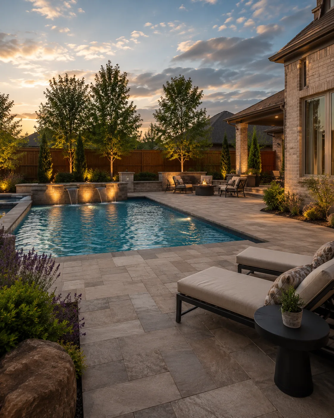 Custom Outdoor Living Services in Duncanville 13 Pool deck outdoor living space with stone patio design