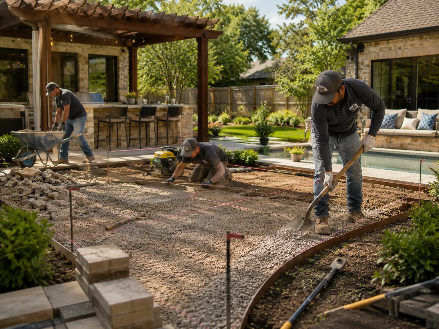 Custom Outdoor Living Services in Duncanville 20 Site preparation for paver patio installation including grading and base work